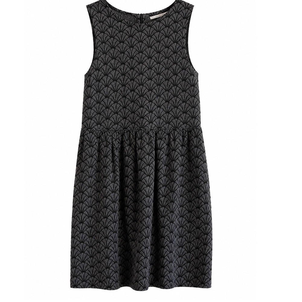 LOFT Fit & Flare Dress Size 8 NWT Gray Black Geometric Dark Academia MSRP $90
